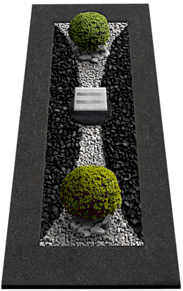 Tombe paysagère galets et buis