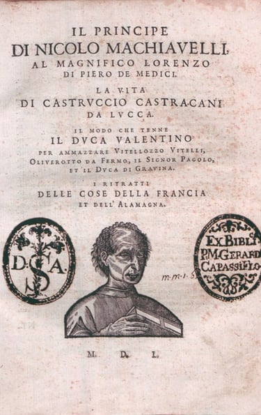 Machiavelli's The Prince in a 1550 edition.