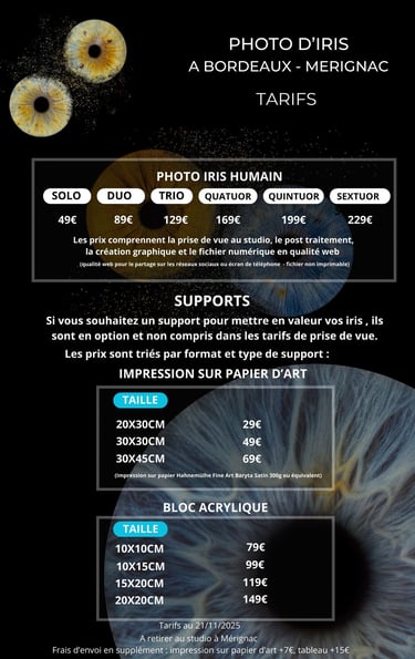 tarifs photo iris bordeaux