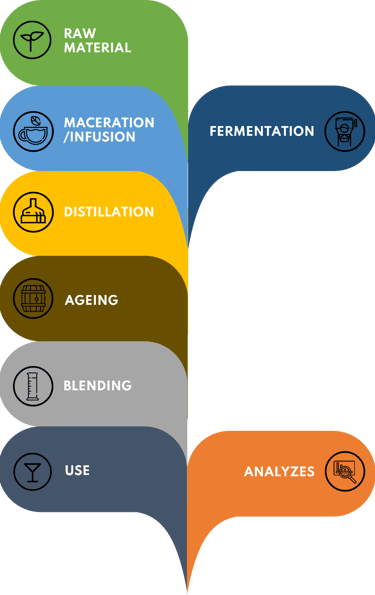 Making process of spirit drinks and areas of expertise