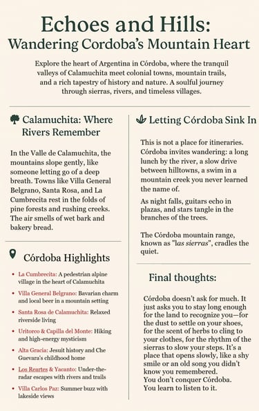 Explore Cordoba Summary Printable