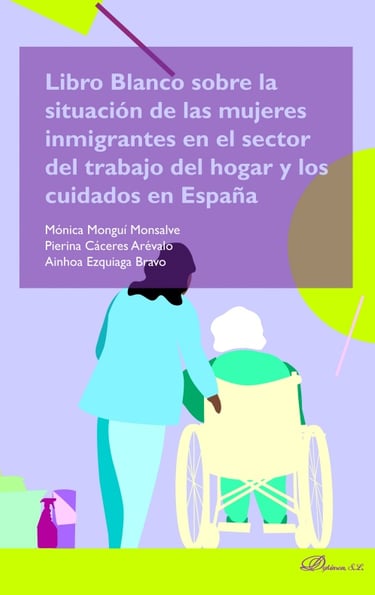 mujer racializada cuidando a una anciana en silla de ruedas