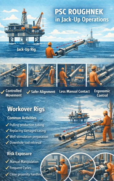 PSC ROUGHNEK Push-Pull Tool for safe rig floor pipe handling