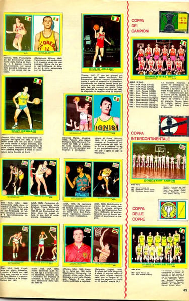 1968 Mira Tuttosport Album Basketball Cards Page 3