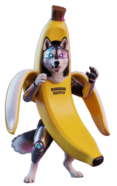 a dog dressed as a superhero in a banana peeler