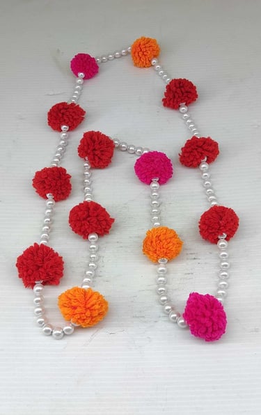 "Vibrant artificial tribal necklace with colorful floral design–handmade jewelry-for international trade"