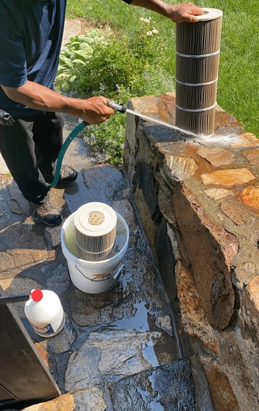 Professional pool filter cleaning services in Connecticut, ensuring optimal performance and clean wa