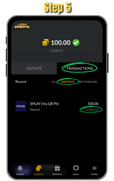 step 5 of how to cash in at phsabong