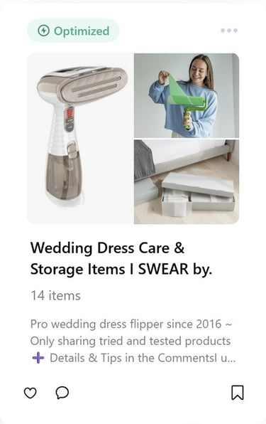 benable list of recommended products from cleaning and caring for a wedding dress