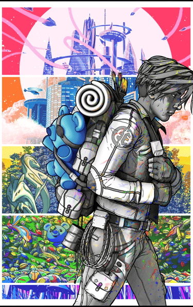 Interdimensional Vagabond Issue 02 cover – the battery begins to fill as Grey’s world is threatened