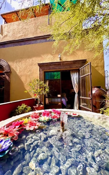 cozy and private terrace with fountain in san miguel de allende