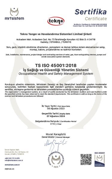Tekno Yangın ve Havalandırma Sistemleri Limited Şirketi