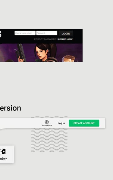 Guts navigation—old black header vs new white bar with centered “nav bump” logo and category icons