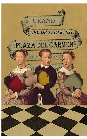 Jeu de 54 cartes. Chaque carte a une apparence distincte.