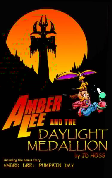 Amber Lee, her best friend Jasper, and her loyal puppy flee Dracula's Castle, Comic Book Cover