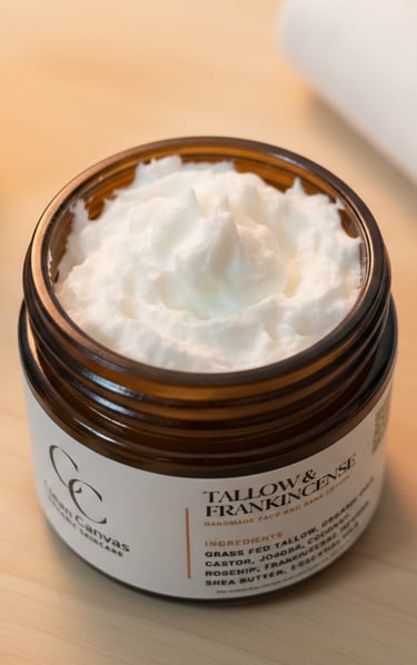 whipped tallow in amber jar