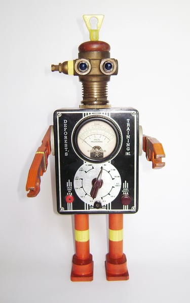 Assemblage robot named KWAK by artist Tal Avitzur.