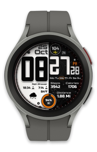 a smartwatch sport watch with a grey and orange watch face