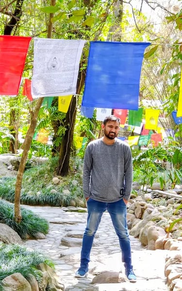 Colorful prayer flags Norbulingka Institute Tibetan cultural institute Dharamshala.