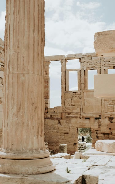a large column with a vase of flowers in the-erechtheion-acropolis-athens-greece