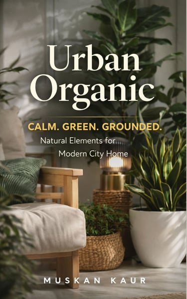 Urban Organic interior design book cover featuring lush indoor plants and modern wooden furniture.