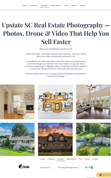 Screenshot of Five-Media.com Real Estate Photography website homepage
