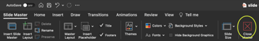 PowerPoint Close Slide Master