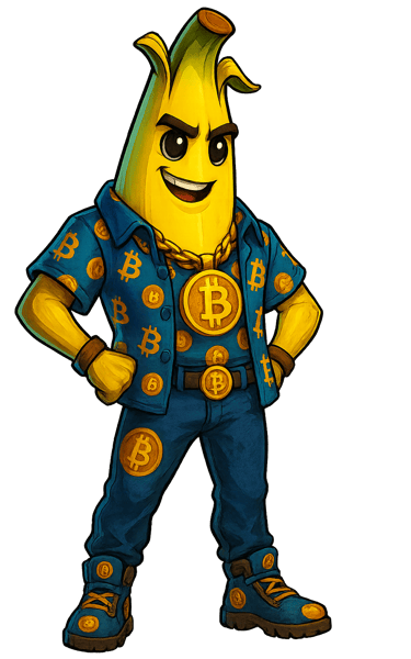 a banana banana with bitcoin on it