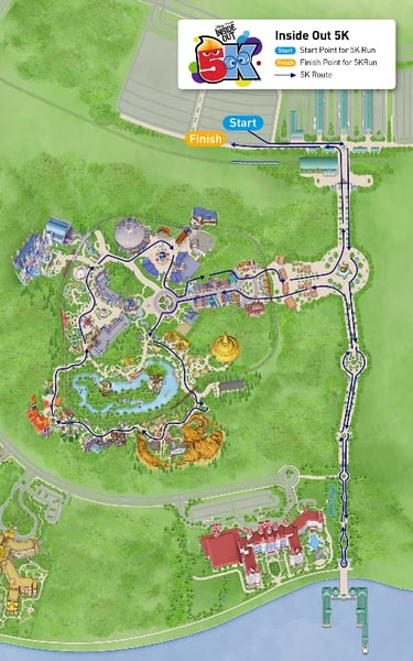 2019 Hong Kong Disneyland 10K Weekend Inside Out 5K Course Map