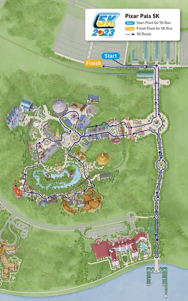 2023 Hong Kong Disneyland 10K Weekend Pixar Pals 5K Course Map
