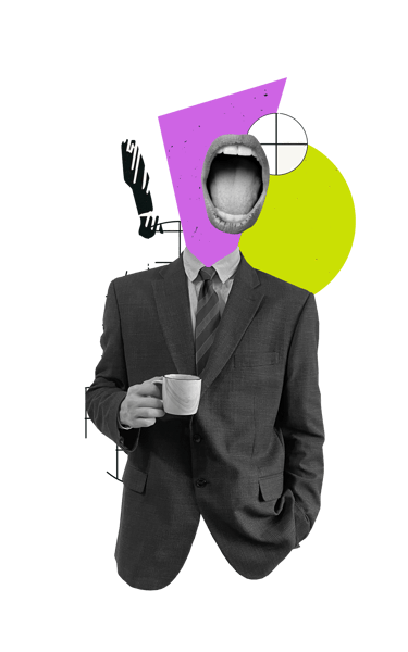 Geschäftsmann in abstrakter Darstellung in pink und gelb