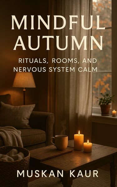 a coffee table with candles and candles on it