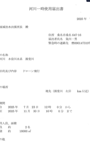 河川一時使用届