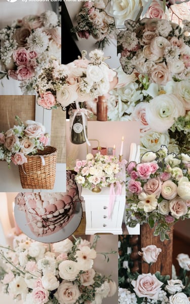 Blush pink wedding flower moodboard