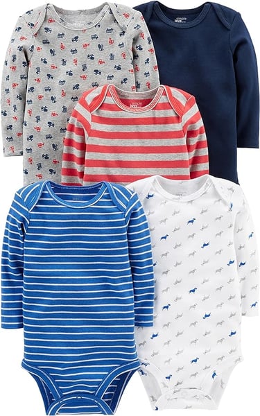 5 pack baby onsies with snaps and adjustable collar