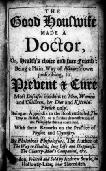 Title page of Tryon’s  The Good House-wife Made a Doctor (1685)