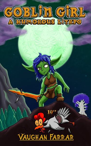 Goblin Girl, Book Cover, Vaughan Farrar, Lit RPG, Green Moon, Video Game