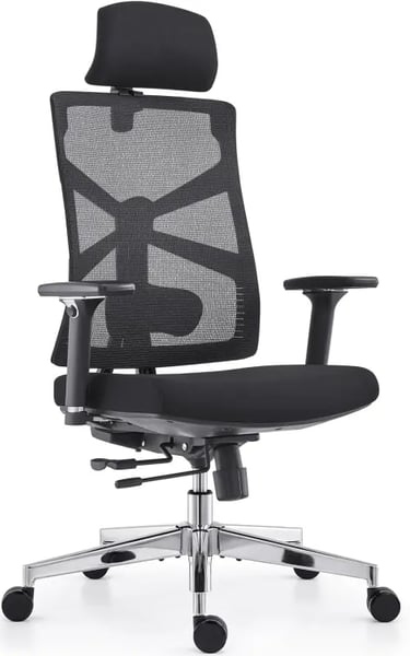 HOLLUDLE Silla con Respaldo Adaptativo, Soporte Lumbar y Reposacabezas 2D, Negro