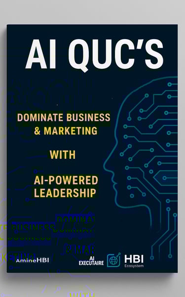 Cover of "AI QUC’s: Leadership Redefined" — an AI-powered business strategy ebook by HBI Ecosystem.