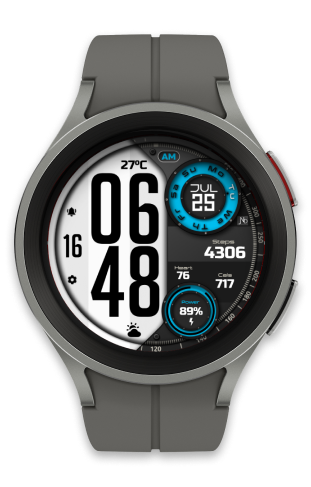 a smartwatch sport watch with a grey and blue watch face