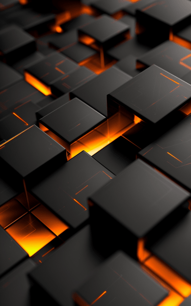 a bunch of black square shaped boxes with glowing lights