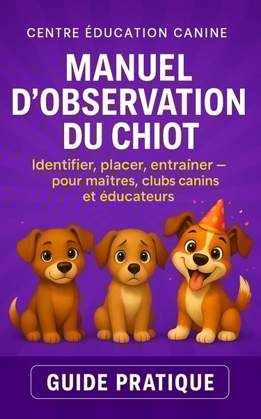 Livre, livret et eBook d’éducation canine – contenu pratique pour chiens et chiots. Centre Éducation Canine Lionel Renier.