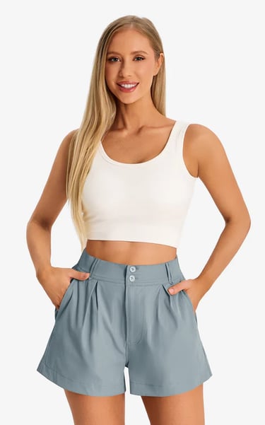 women's grey high waist shorts
