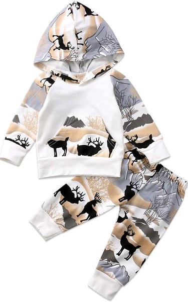 Camo deer print baby hoody with pants
