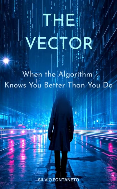 The Vector thriller book cover by Silvio Fontaneto - AI and technology suspense