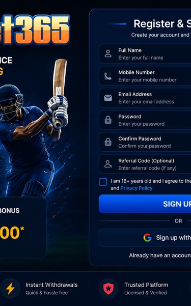 cricbet365 Register & Signup
