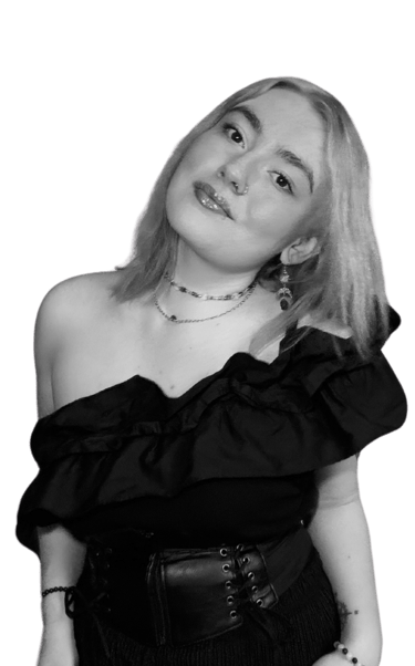 a woman in a black and white photo