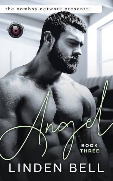 Romance novel cover for Angel by Linden Bell featuring a muscular bearded man.