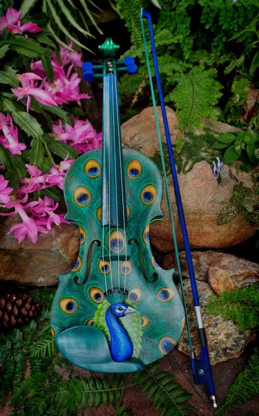 Hand painted 'peacock' violin