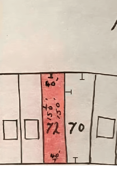 Property layout for No. 72 with dimensions and boundary highlighted for clarity.